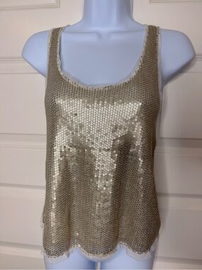 American Eagle Outfitters Gold Sequin Scoop Tank